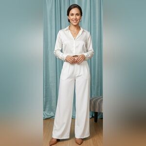 Women's White Wide-Leg Pants